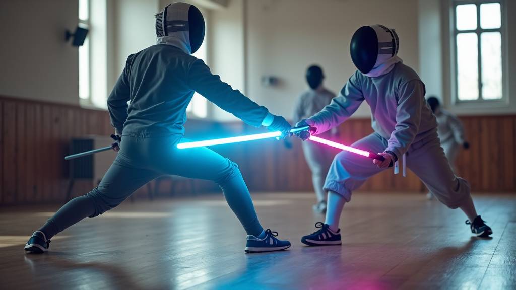 Débutant s'entraînant avec un sabre laser